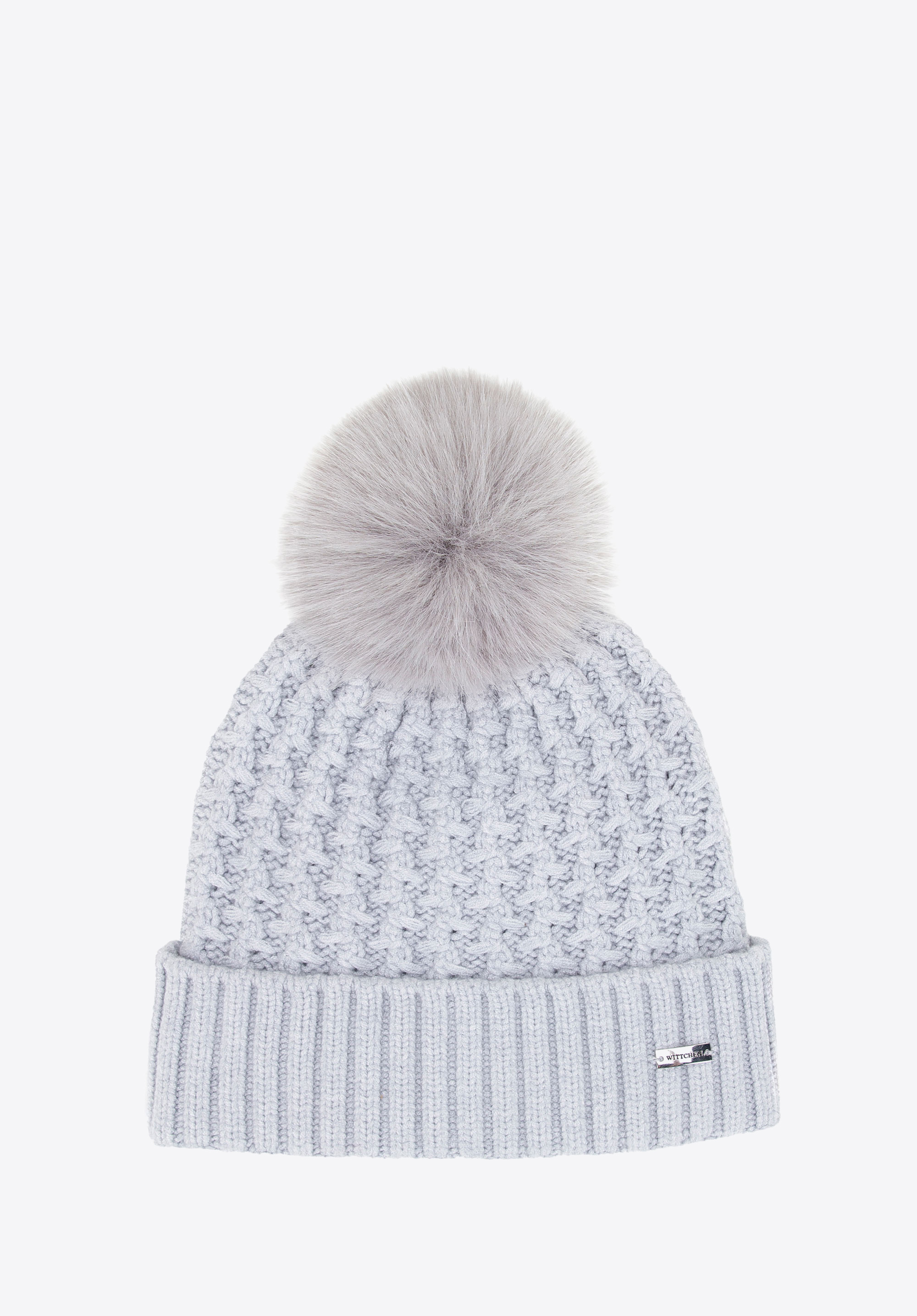 Dámská čepice s hrubým pleteným vzorem, šedá, 101-HF-105-8, Obrázek 1