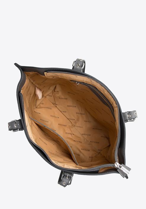 Dámská kabelka s nýtovanými popruhy, šedá, 97-4Y-771-1, Obrázek 4
