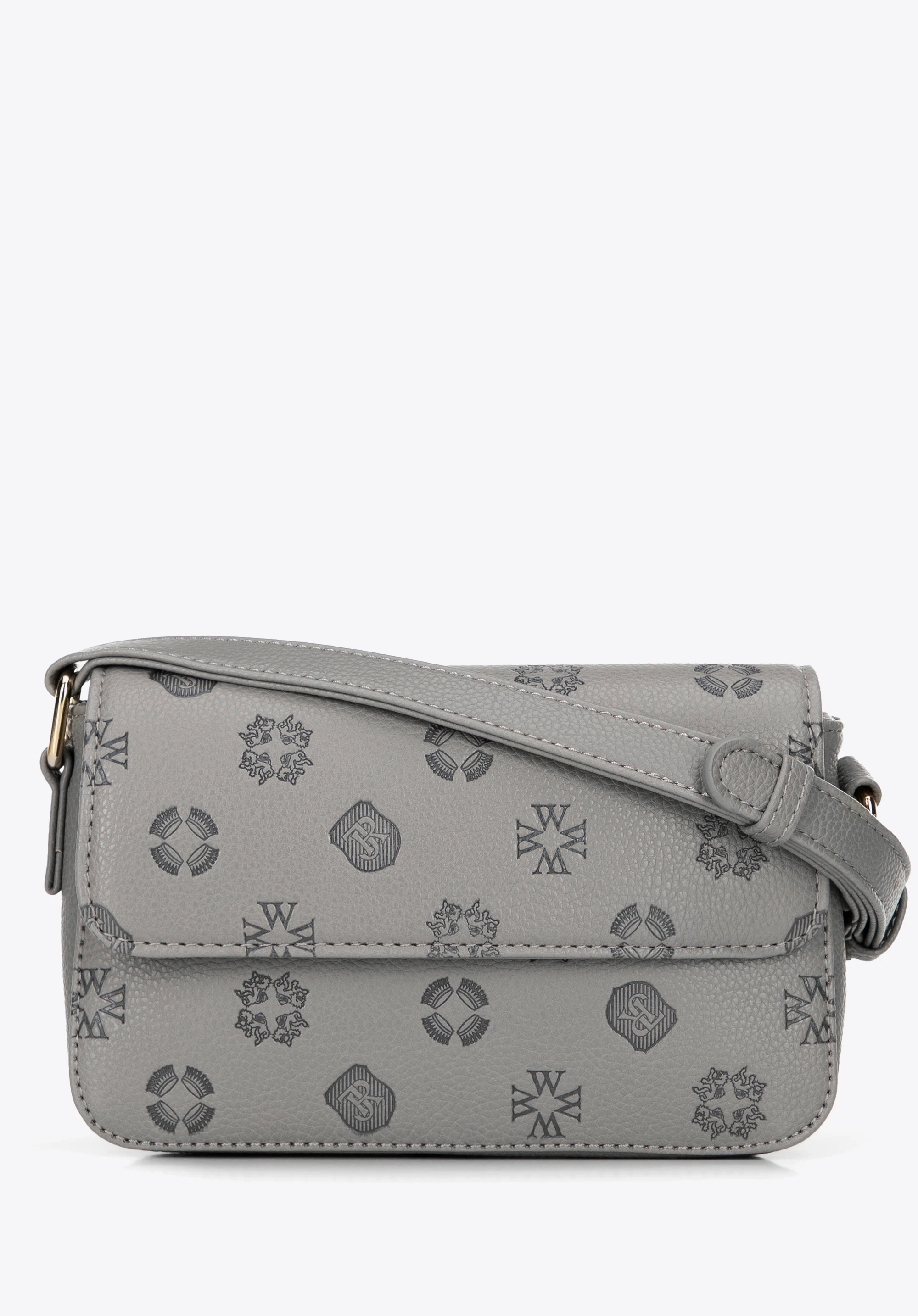 Dámská malá crossbody kabelka z imitace kůže s reliéfním vzorem, šedá, 101-4Y-P07-8, Obrázek 1