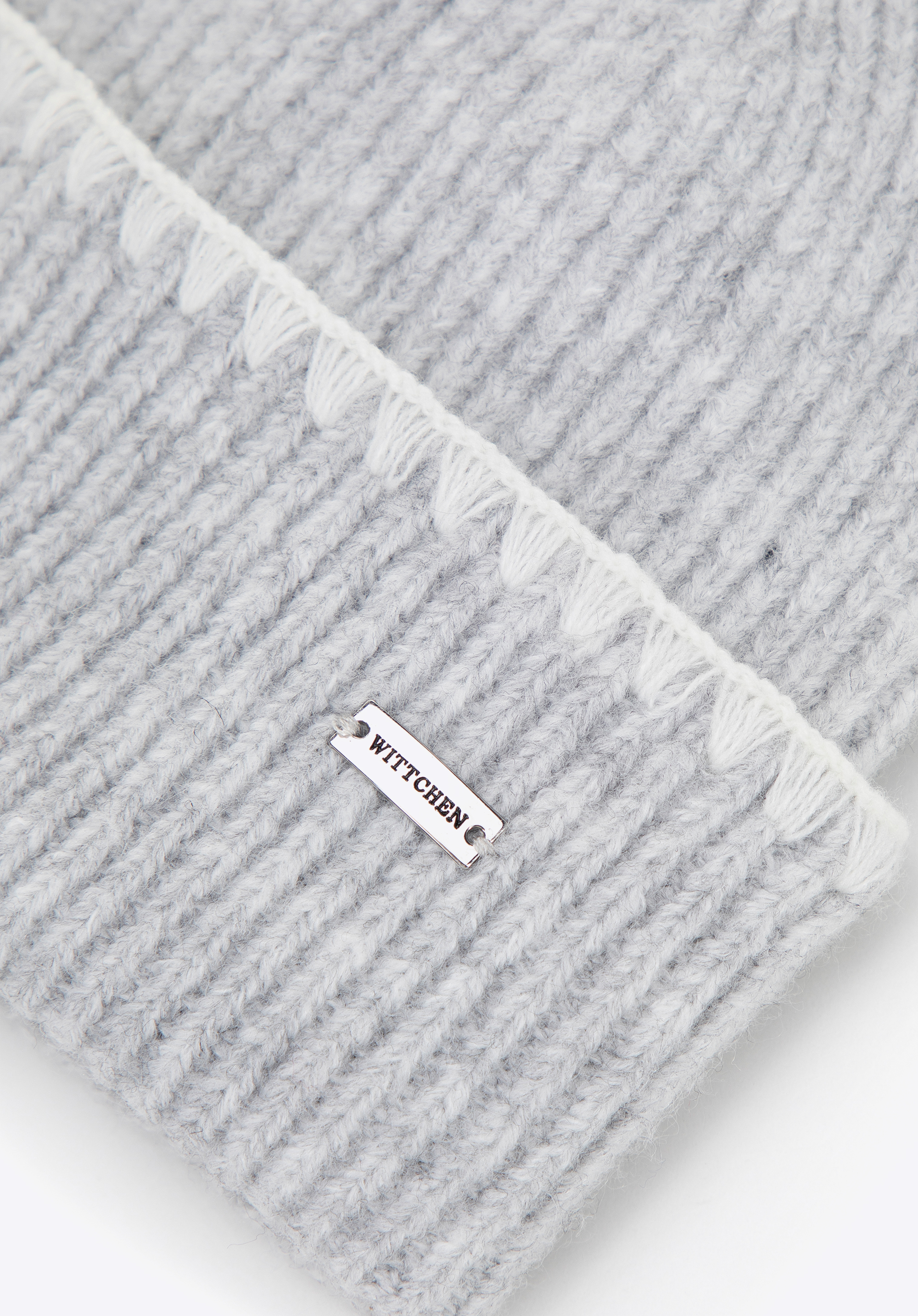 Dámská zimní čepice s ozdobným lemem, šedá, 101-HF-203-8, Obrázek 1