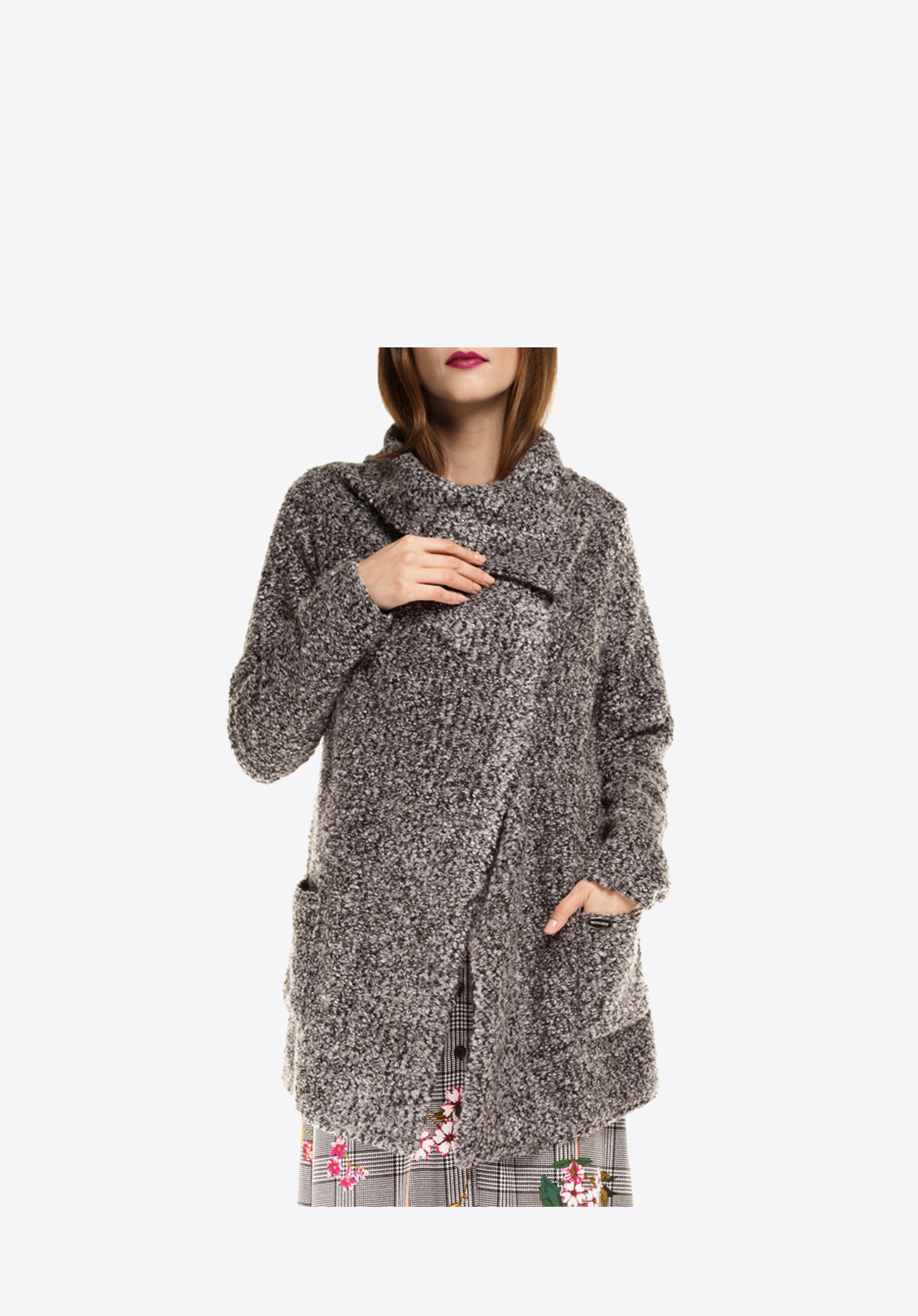 Dámský kabát, šedá, 85-9W-112-8-S, Obrázek 1