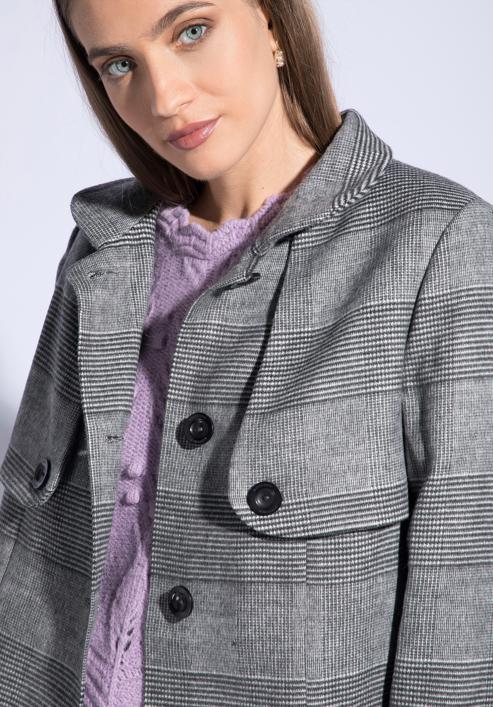 Dámský kabát, šedá, 85-9W-102-1-XL, Obrázek 5