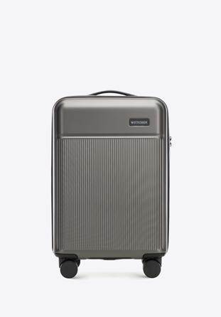 Kabinový kufr se svislými pruhy z ABS-u, šedá, 56-3A-801-01, Obrázek 1