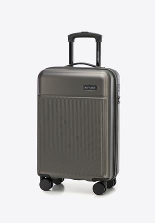 Kabinový kufr se svislými pruhy z ABS-u, šedá, 56-3A-801-01, Obrázek 1