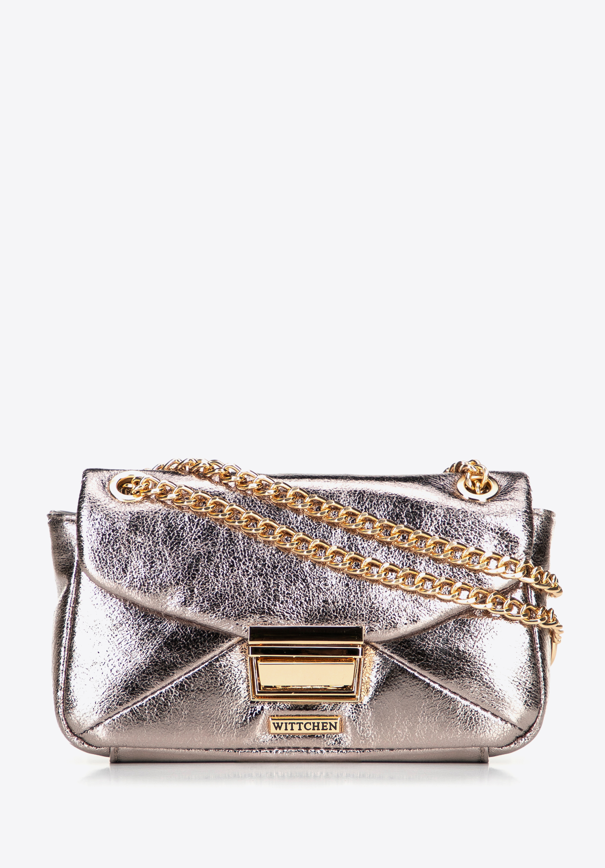 Lesklá crossbody kabelka z umělé kůže, šedá, 100-4Y-216-8, Obrázek 1