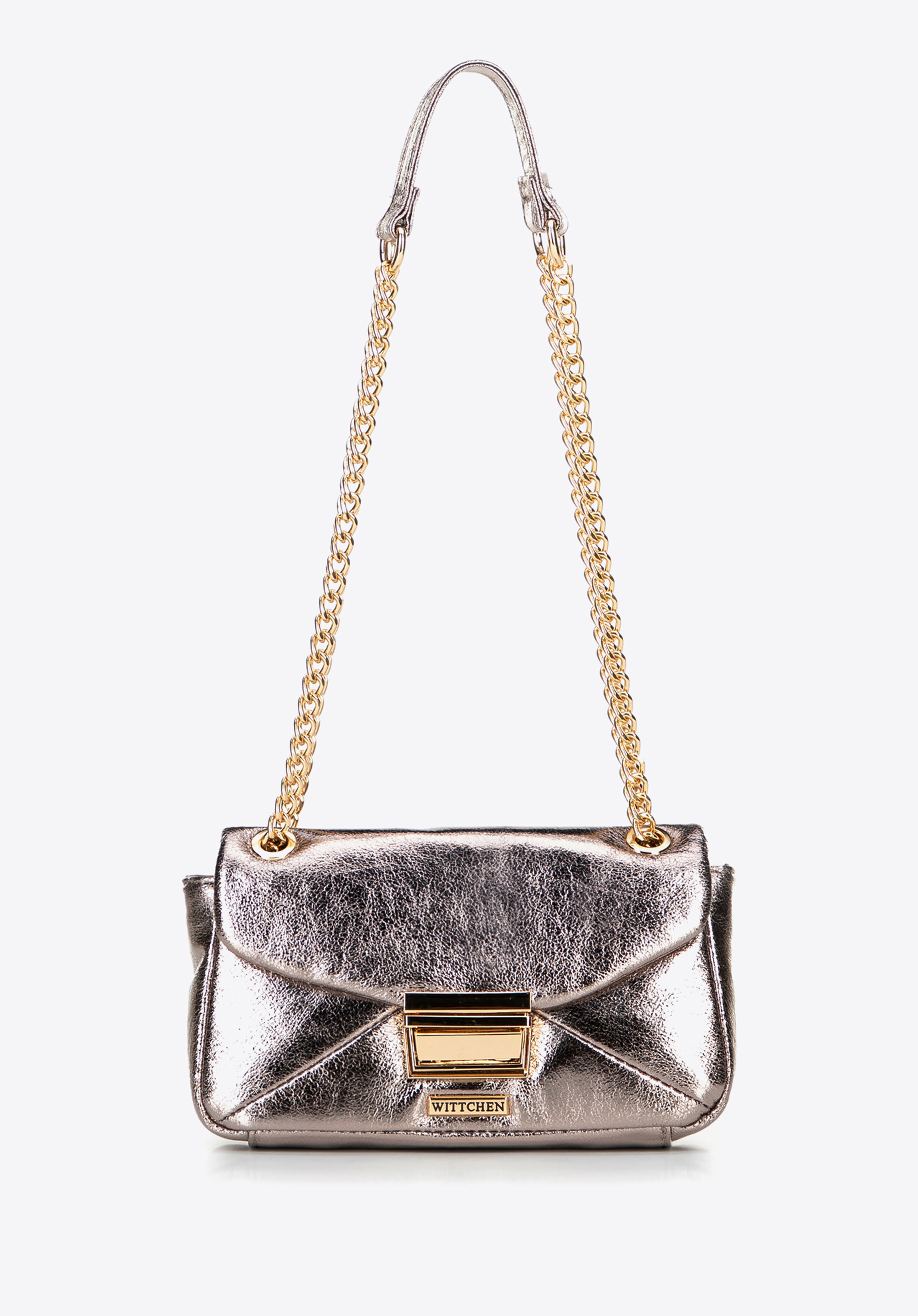 Lesklá crossbody kabelka z umělé kůže, šedá, 100-4Y-216-8, Obrázek 1