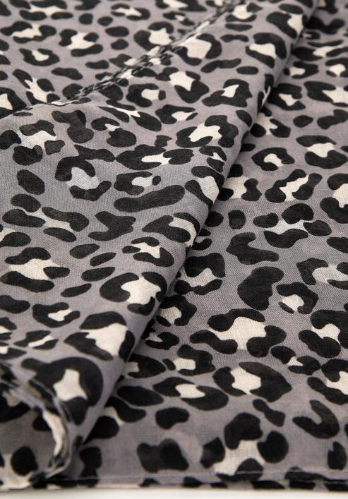 Dámský šátek s drobným leopardím potiskem, šedo-černá, 98-7D-X08-X2, Obrázek 3