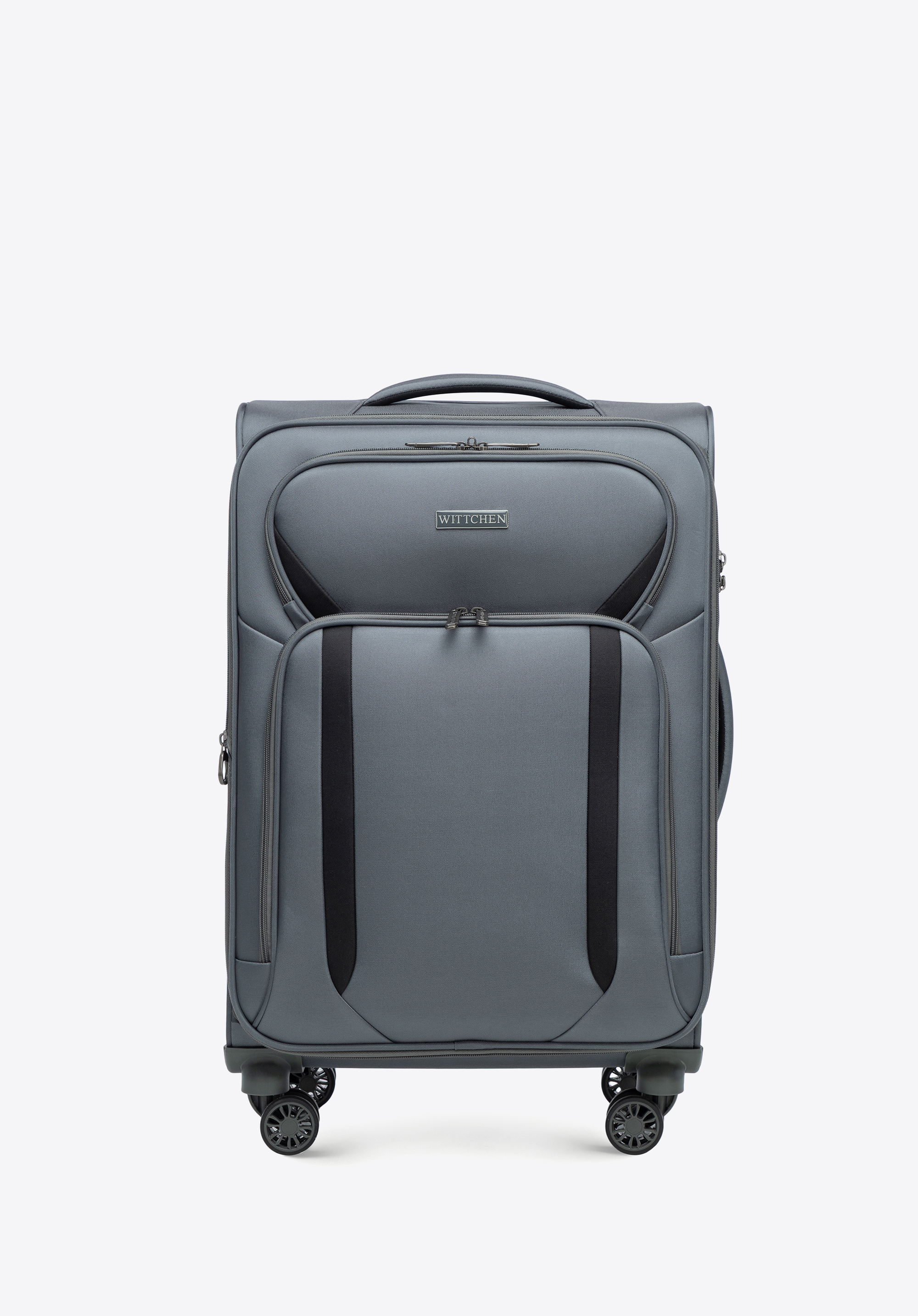 Dvoubarevný kufr střední velikosti s měkkou stranou, šedo-černá, 56-3S-182-01, Obrázek 1