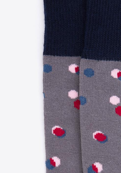 Pánské ponožky s barevnými puntíky, šedo-tmavě modrá, 98-SM-050-X3-40/42, Obrázek 4
