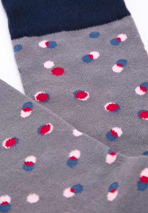 Pánské ponožky s barevnými puntíky, šedo-tmavě modrá, 98-SM-050-X3-43/45, Obrázek 5