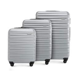 Комплект чемоданов из ABS-пластика с ребристой фактурой, серый, 56-3A-31S-01, Фотография 1