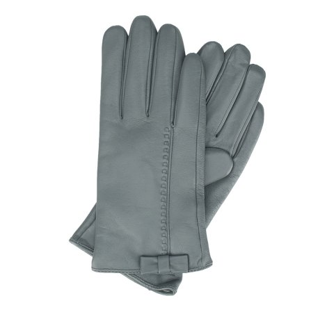 Женские кожаные перчатки с бантом, серый, 39-6-551-TQ-M, Фотография 1