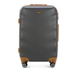 Средний чемодан из ABS - пластика с коричневыми вставками, серый, 56-3A-232-11, Фотография 1