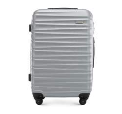 Средний чемодан из рельефного ABS пластика, серый, 56-3A-312-01, Фотография 1