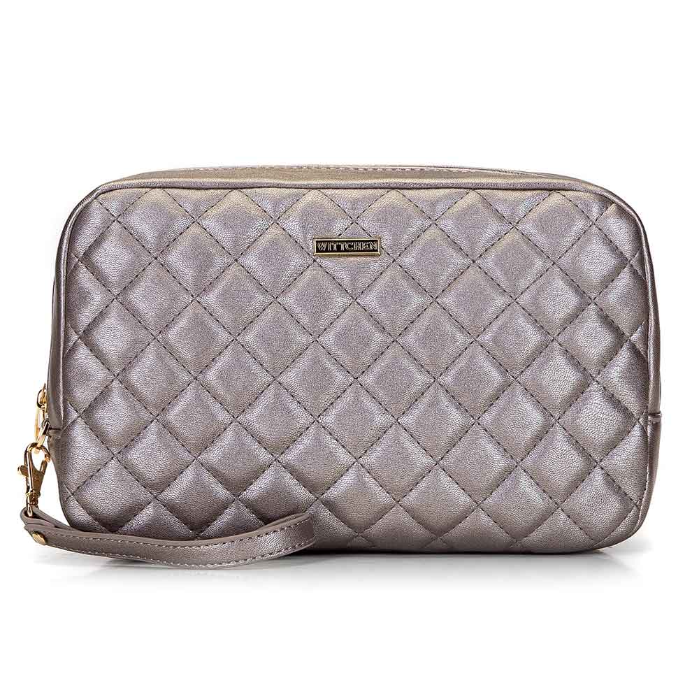 Женская стеганая косметичка с ручкой