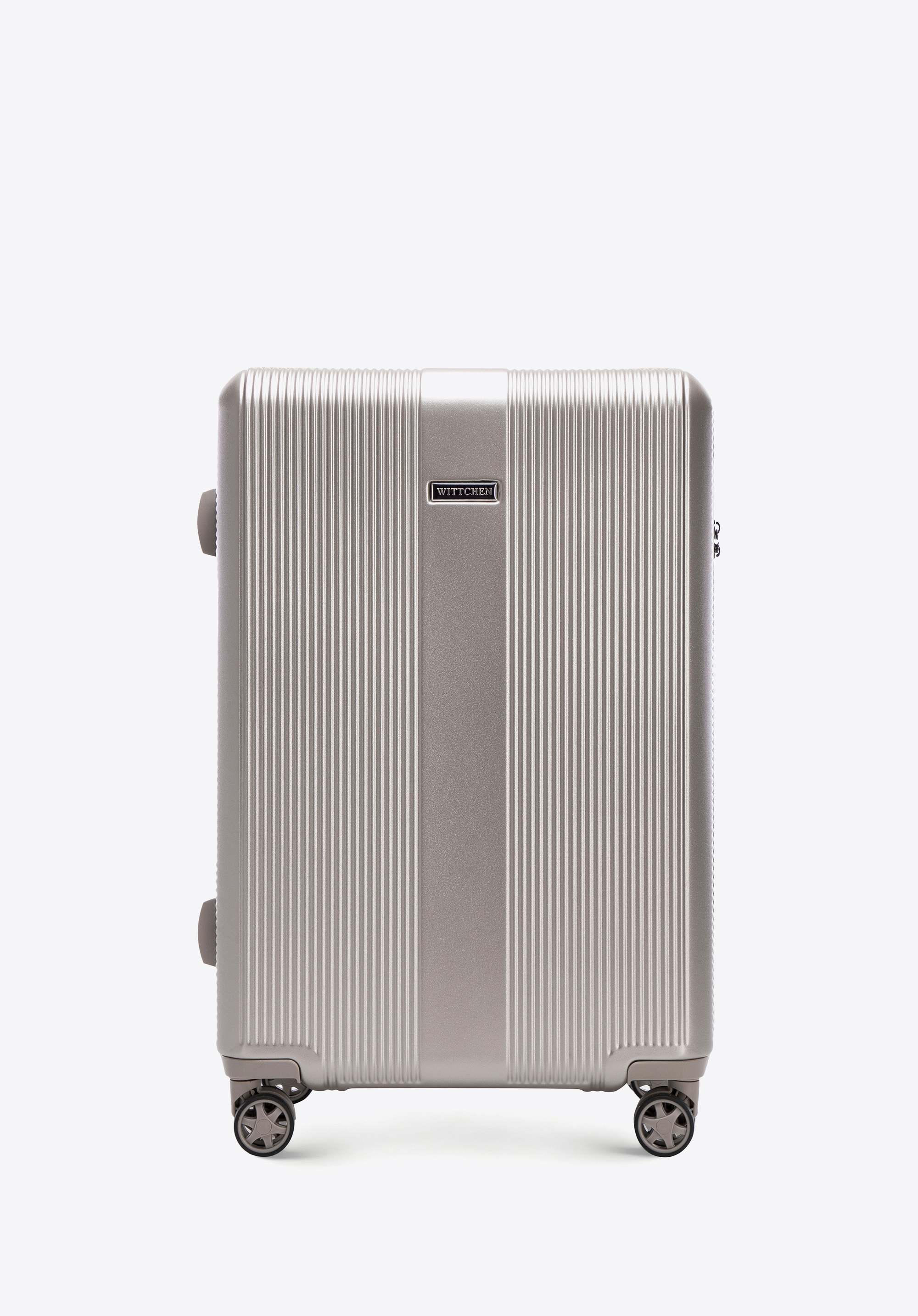 Середня валіза з полікарбонату з вертикальним тисненням, шампанське, 56-3P-902-36, Фото 1