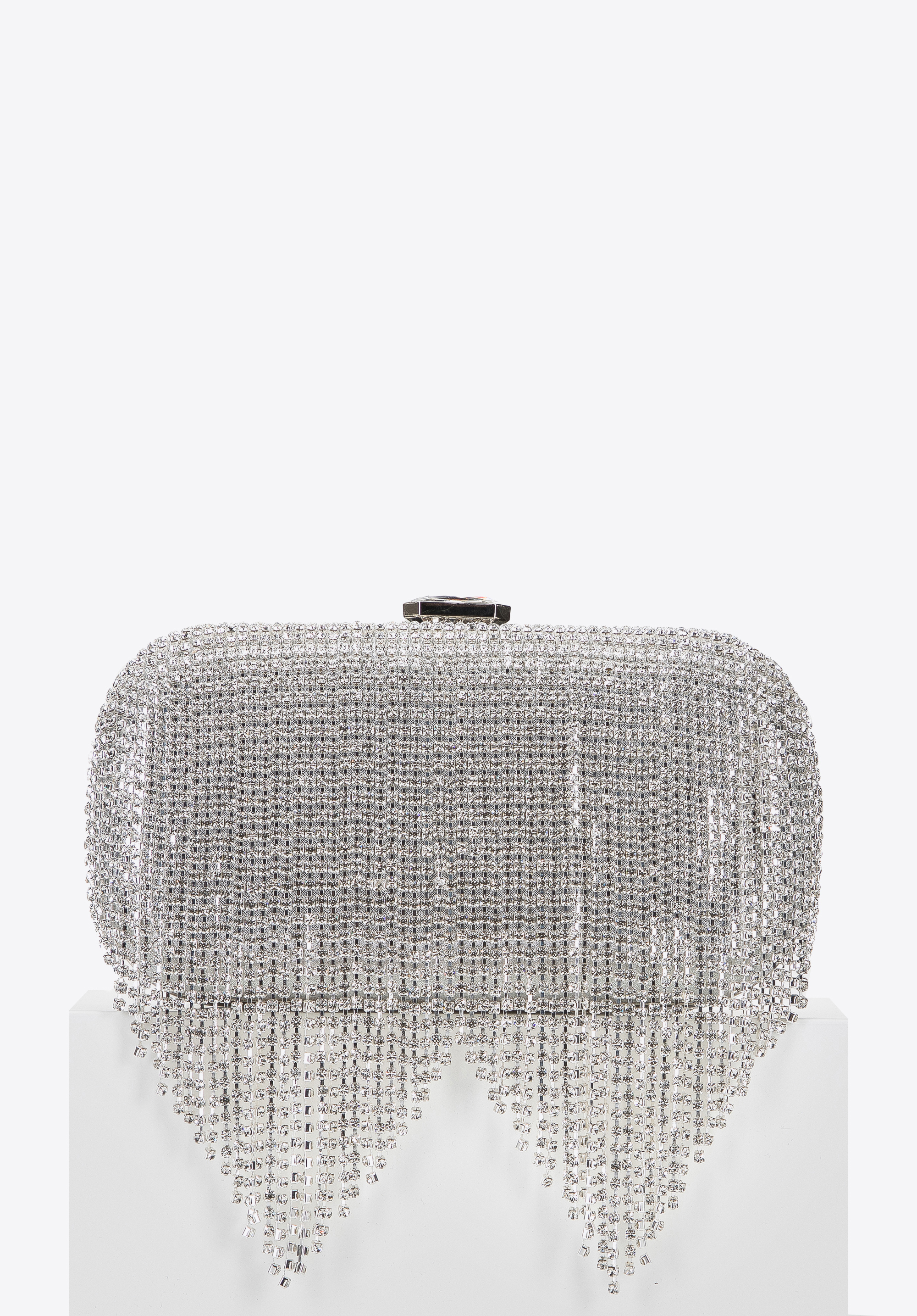 Abendtasche mit glänzenden Fransen, silber, 96-4Y-231-S, Bild 1