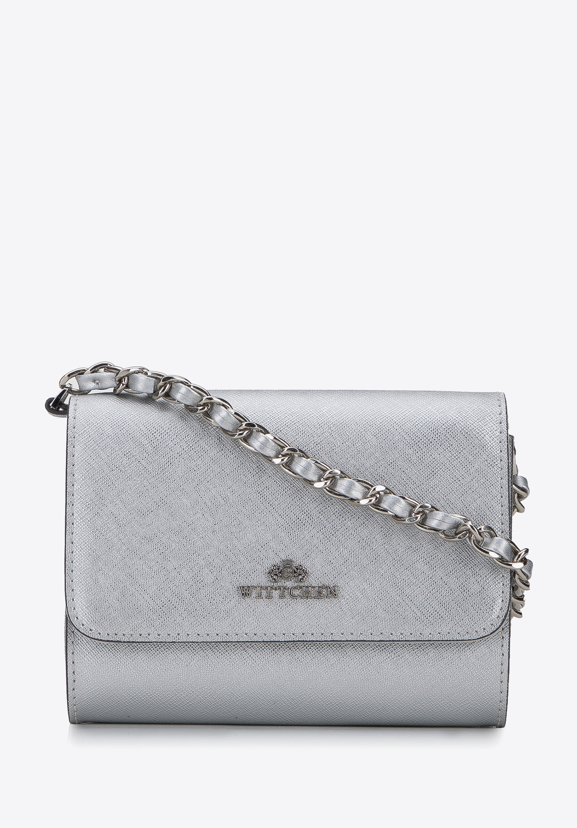 Clutch aus Saffiano-Leder, silber, 95-4E-630-S, Bild 1