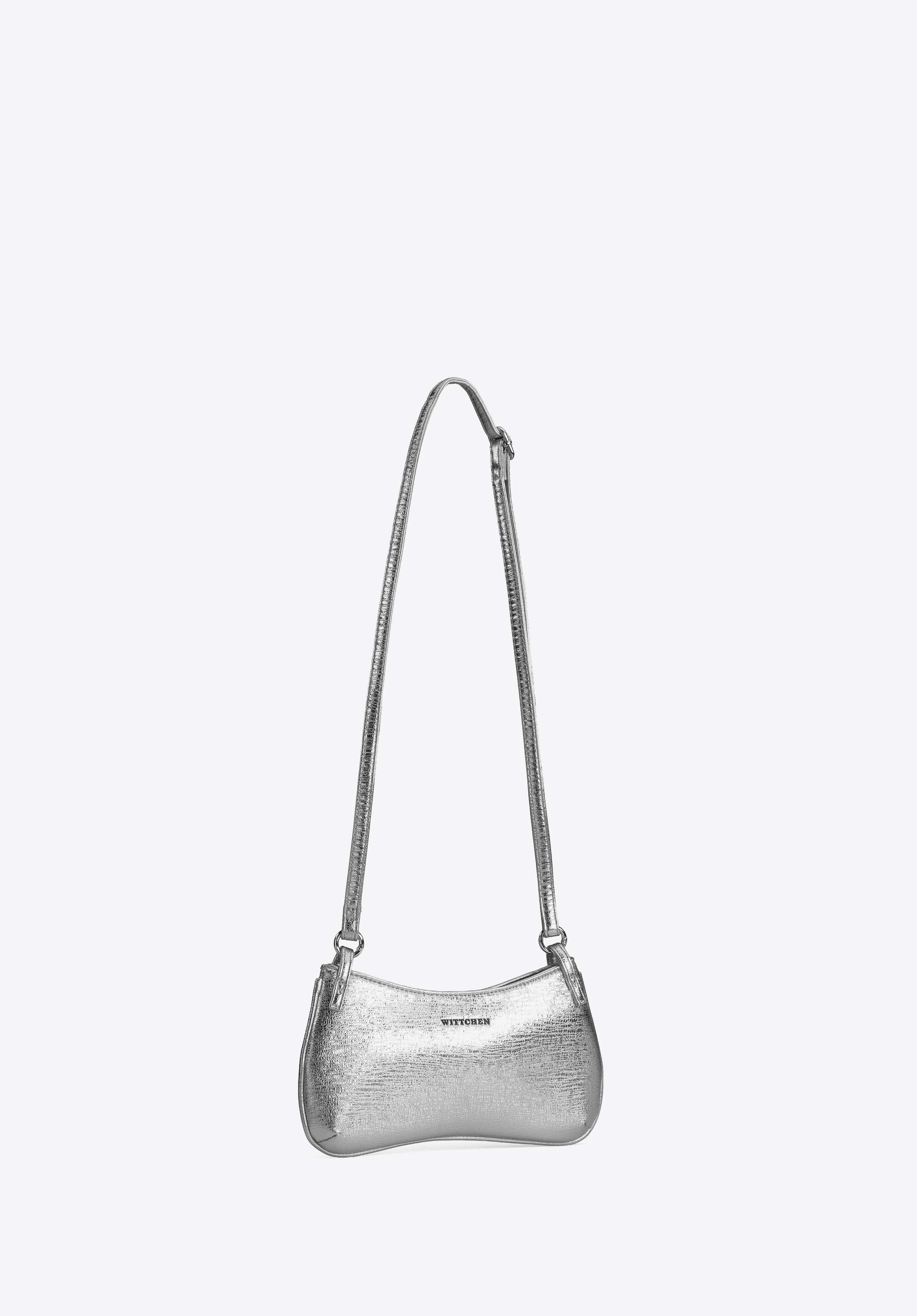 Damen-Baguette-Tasche mit dekorativem Henkel, silber, 104-4Y-501-S, Bild 1