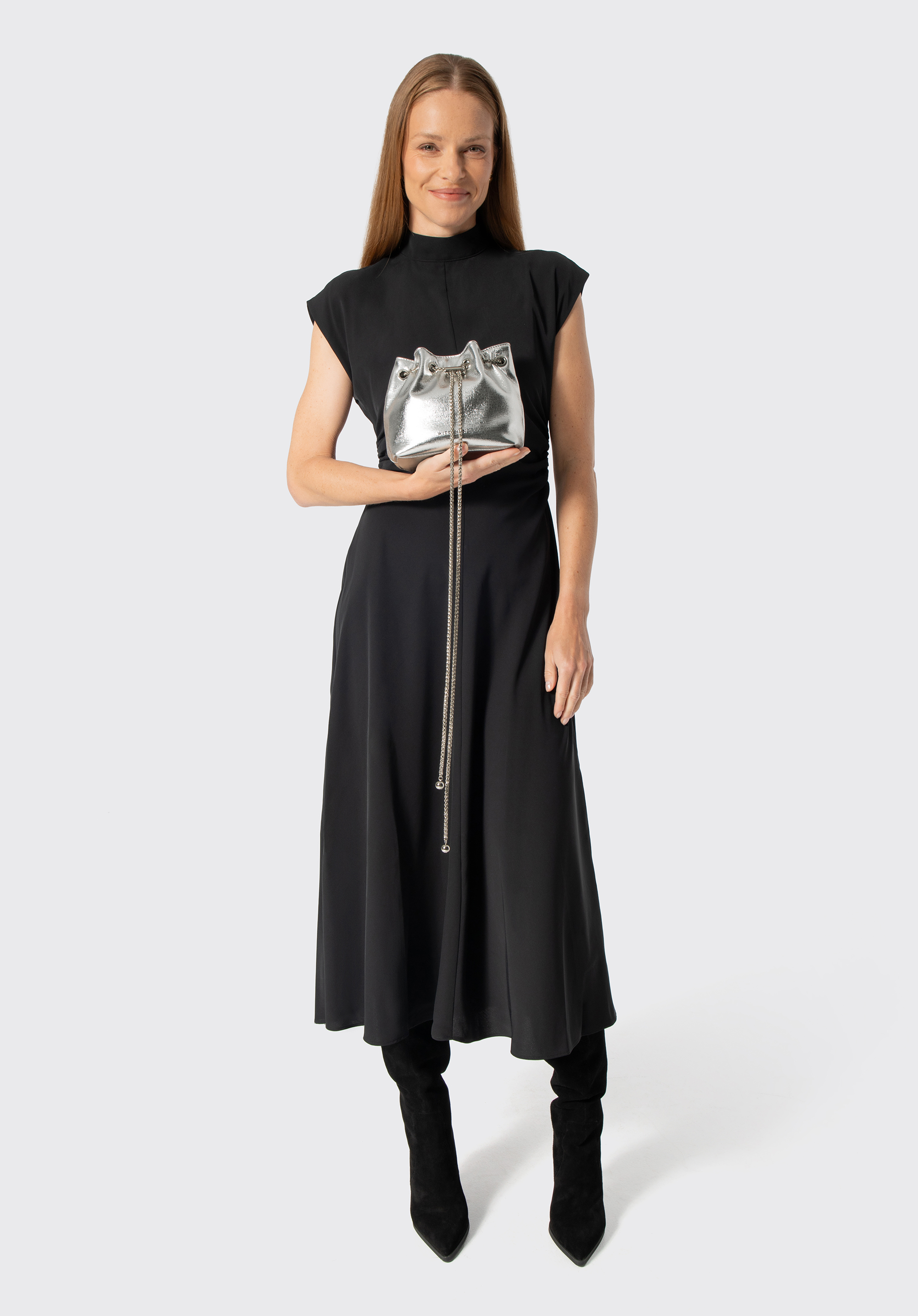 Hobo-Tasche für Damen mit Zierkette, silber, 104-4Y-502-S, Bild 1