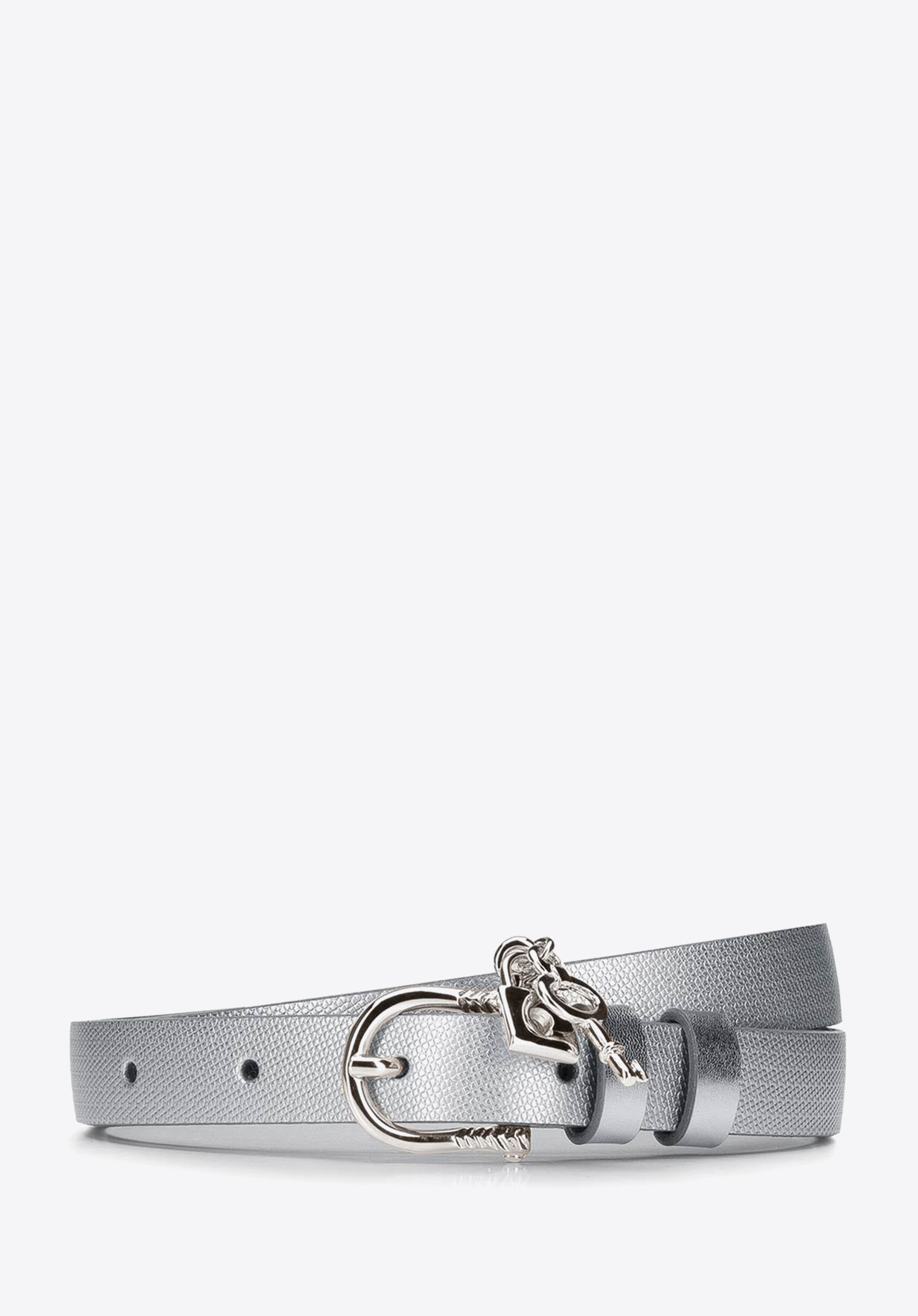 LEDERGÜRTEL MIT KLEINEM ANHÄNGER, silber, 92-8D-307-S-2X, Bild 1