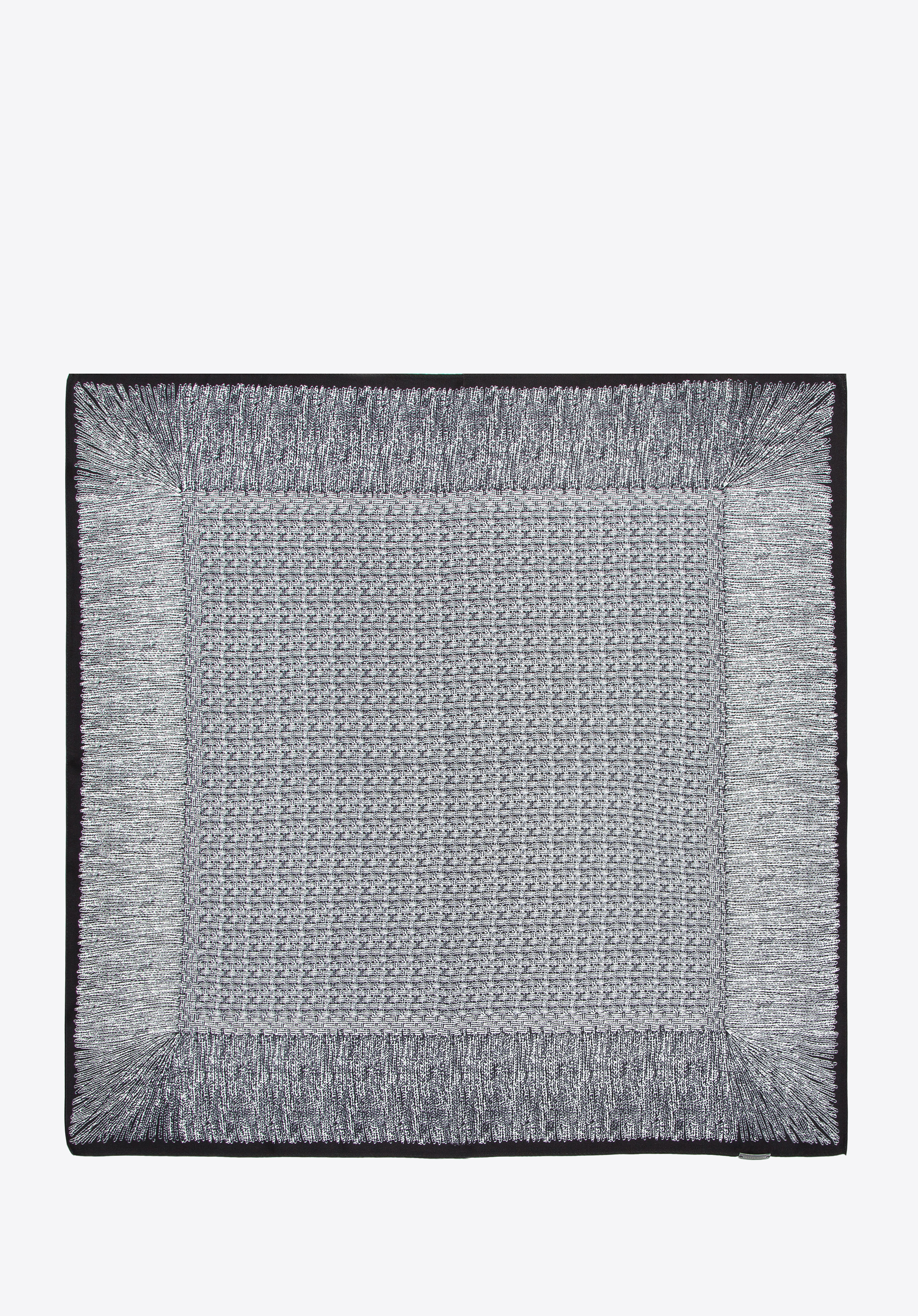 Gemusterter Seidenschal für Damen, silber-schwarz, 97-7D-S01-X29, Bild 1