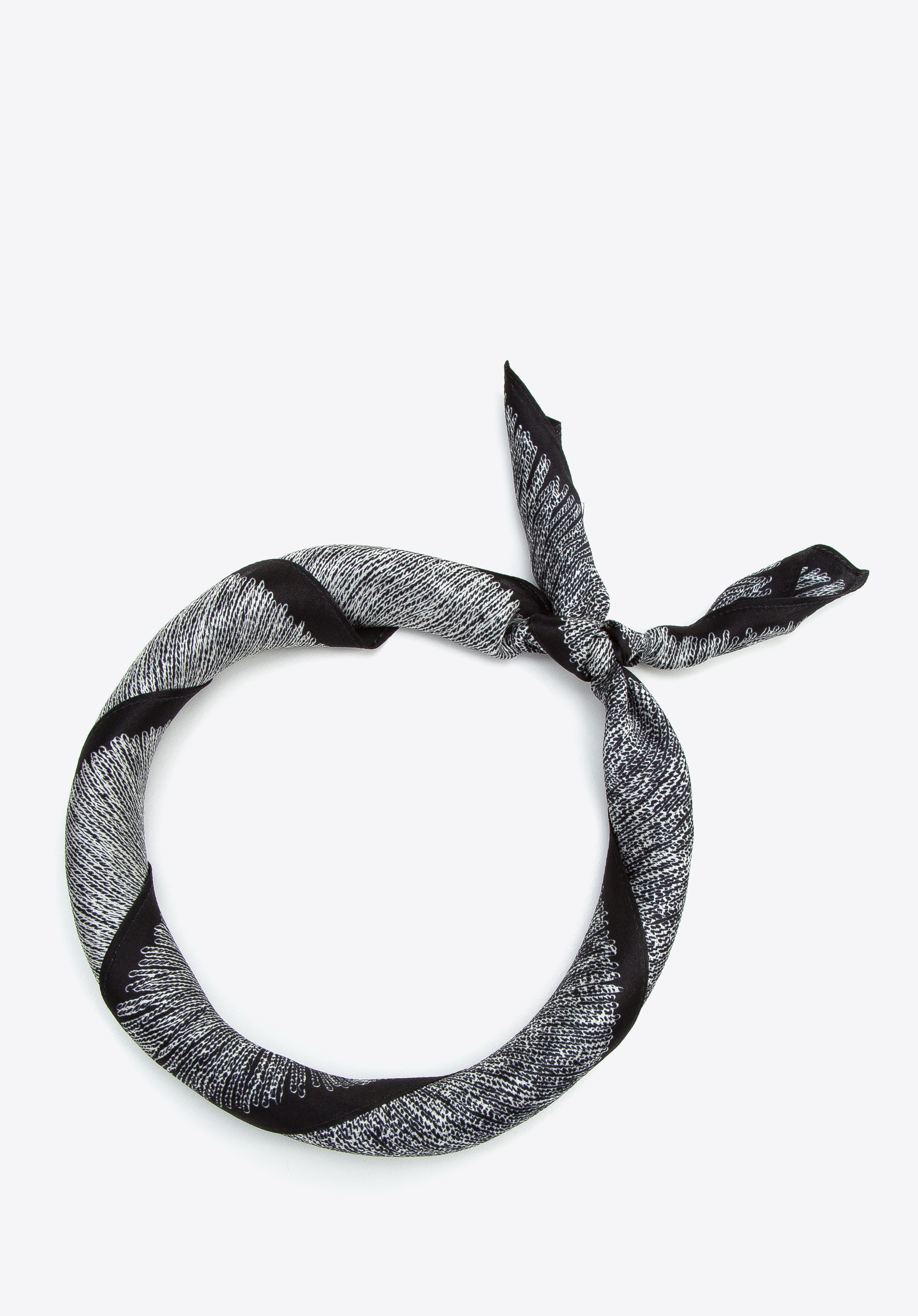 Gemusterter Seidenschal für Damen, silber-schwarz, 97-7D-S01-X29, Bild 1