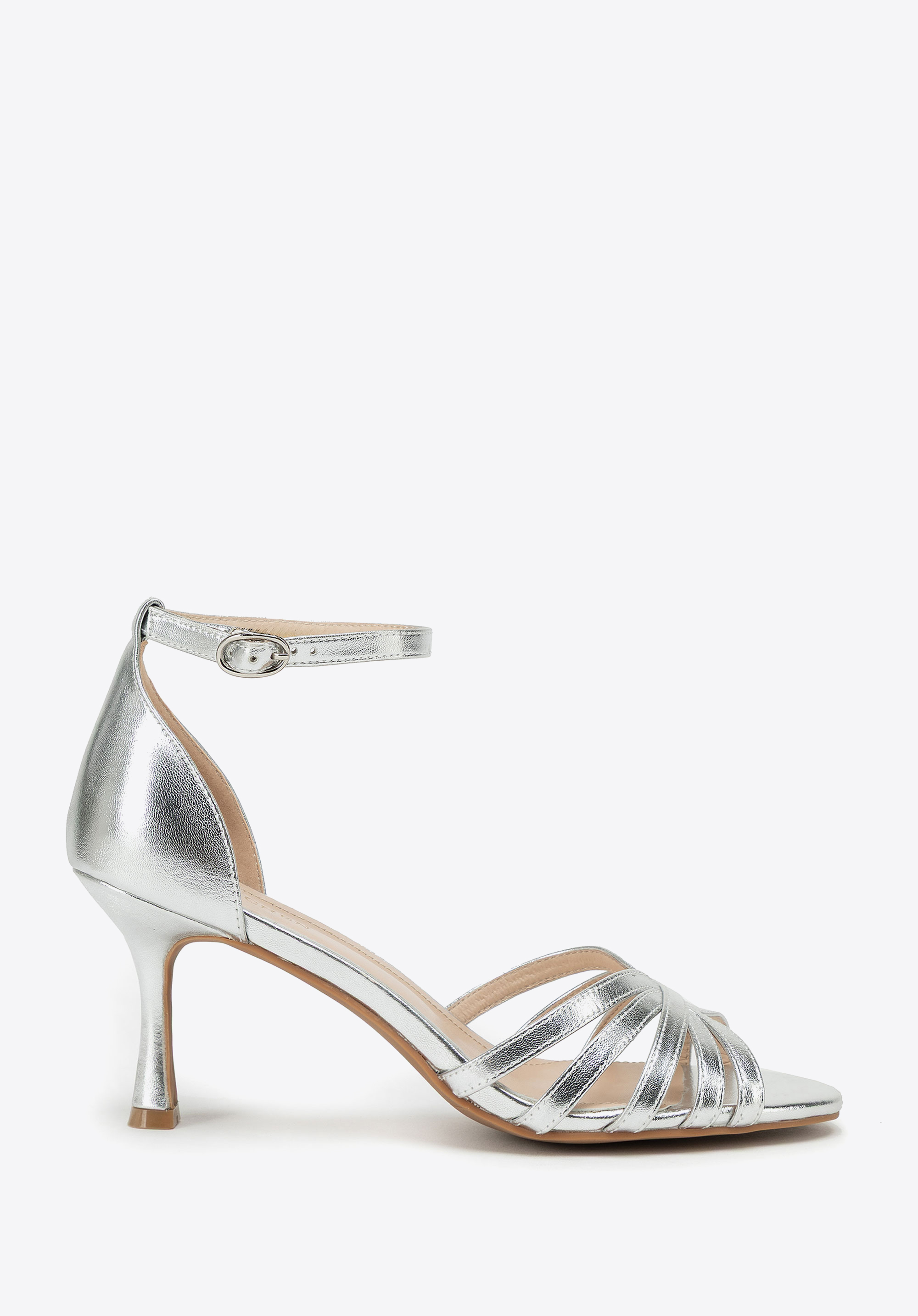 Stiletto-Sandalen aus Leder für Frauen, silber, 100-D-509-S-36, Bild 1