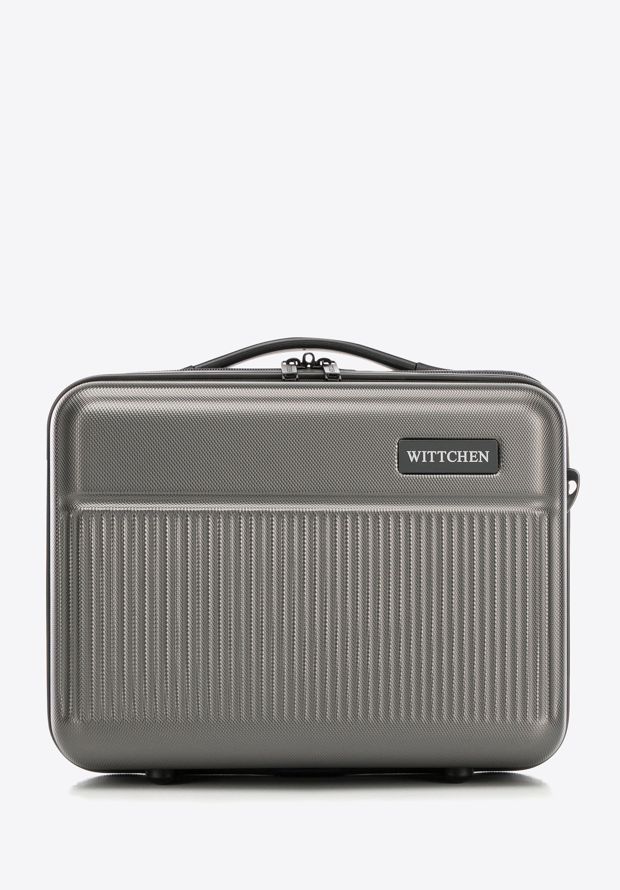 Cestovná kozmetická taška ABS s vertikálnymi pruhmi, sivá, 56-3A-804-01, Obrázok 1