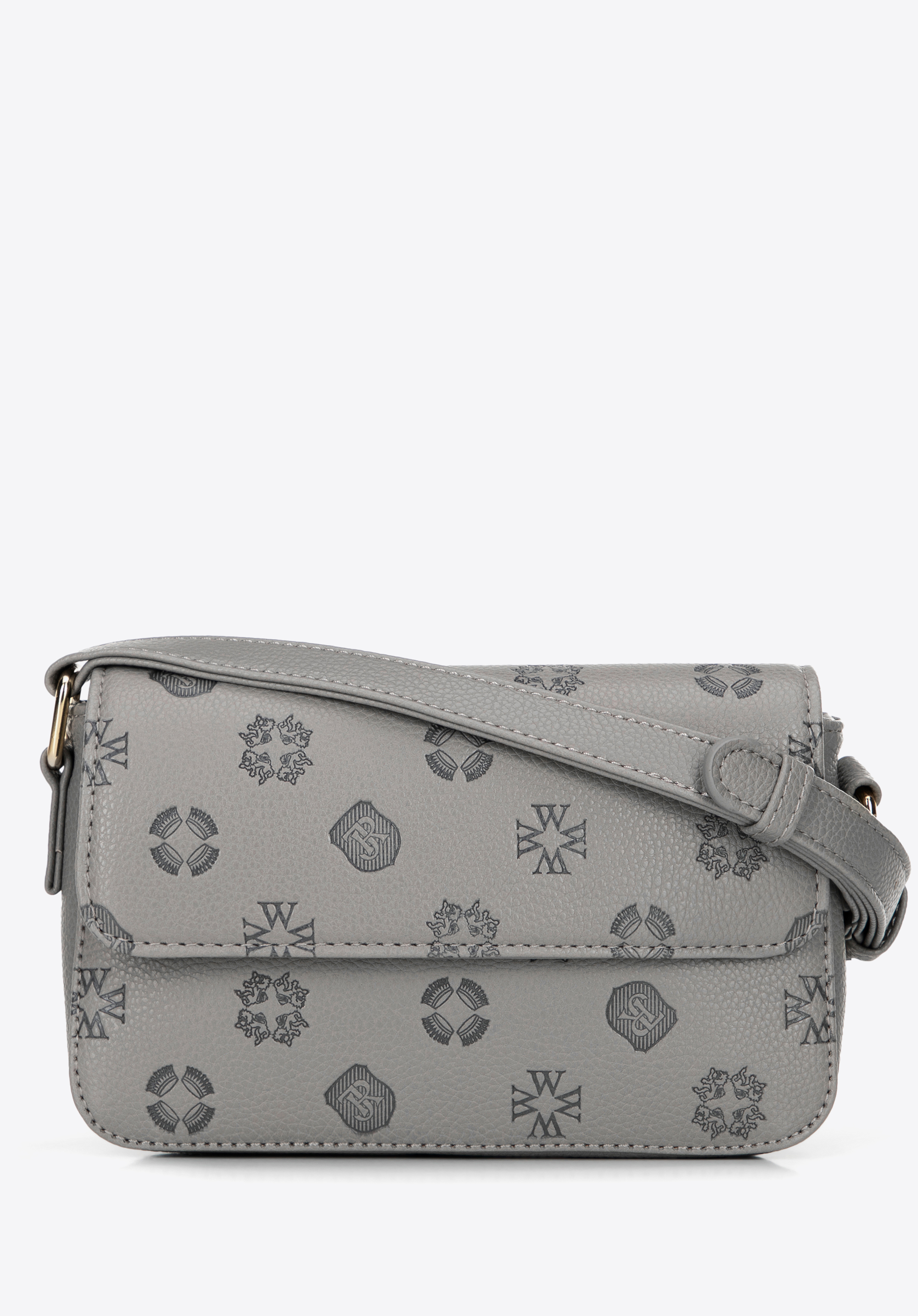 Dámska malá crossbody kabelka z umelej kože s reliéfnym vzorom, sivá, 101-4Y-P07-8, Obrázok 1