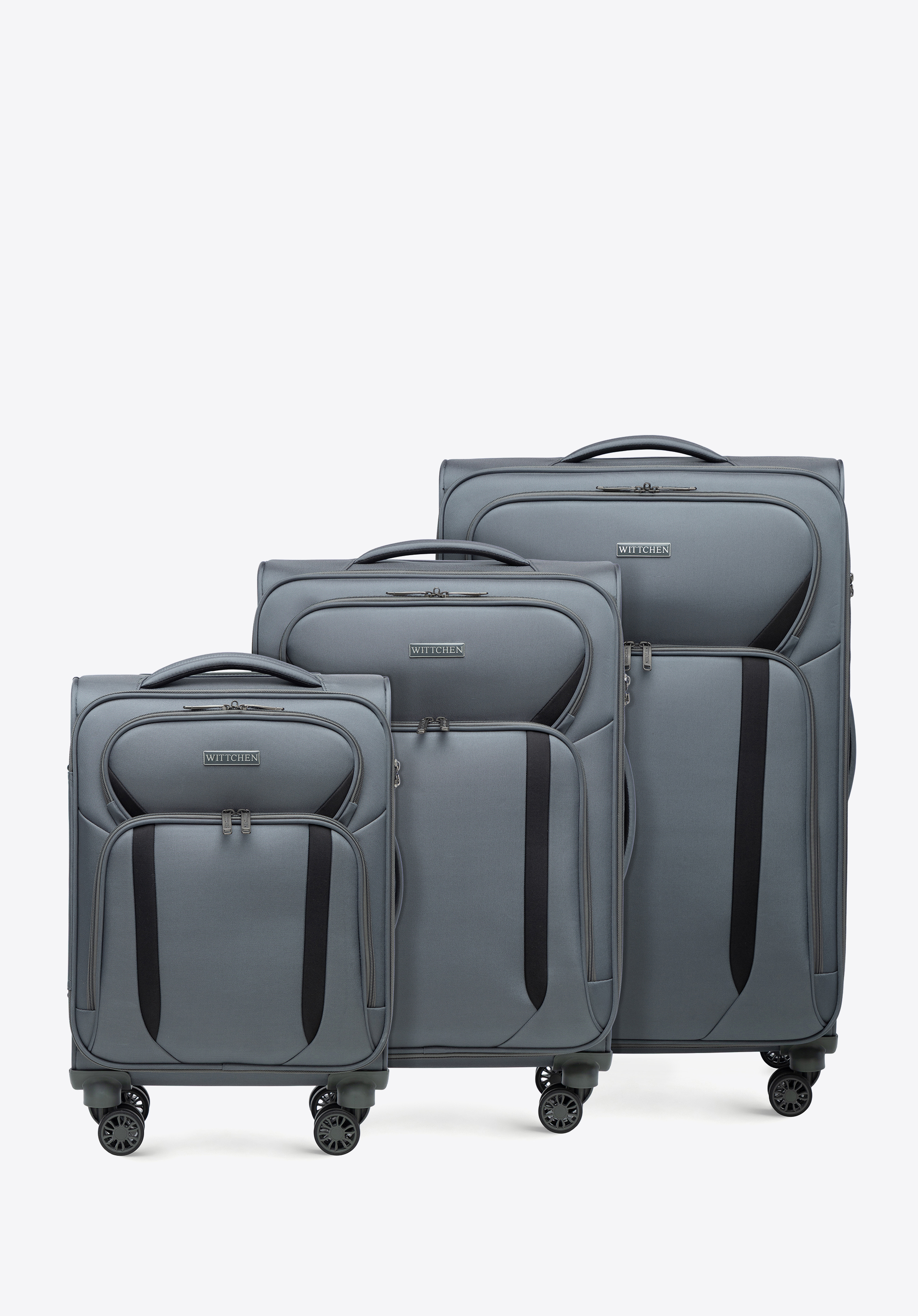 Dvojfarebná sada mäkkej batožiny, sivo-čierna, 56-3S-18S-11, Obrázok 1