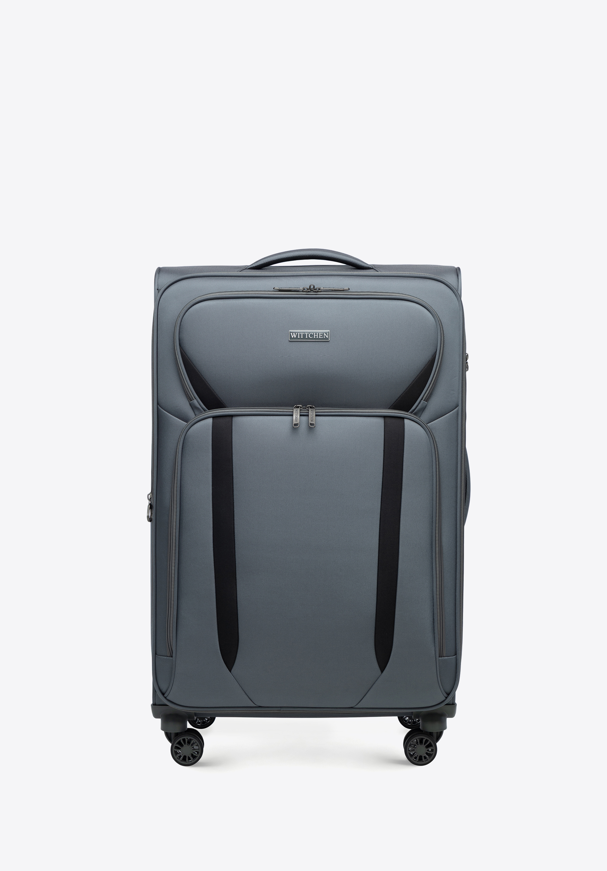 Veľký dvojfarebný kufor s mäkkými bočnicami, sivo-čierna, 56-3S-183-01, Obrázok 1