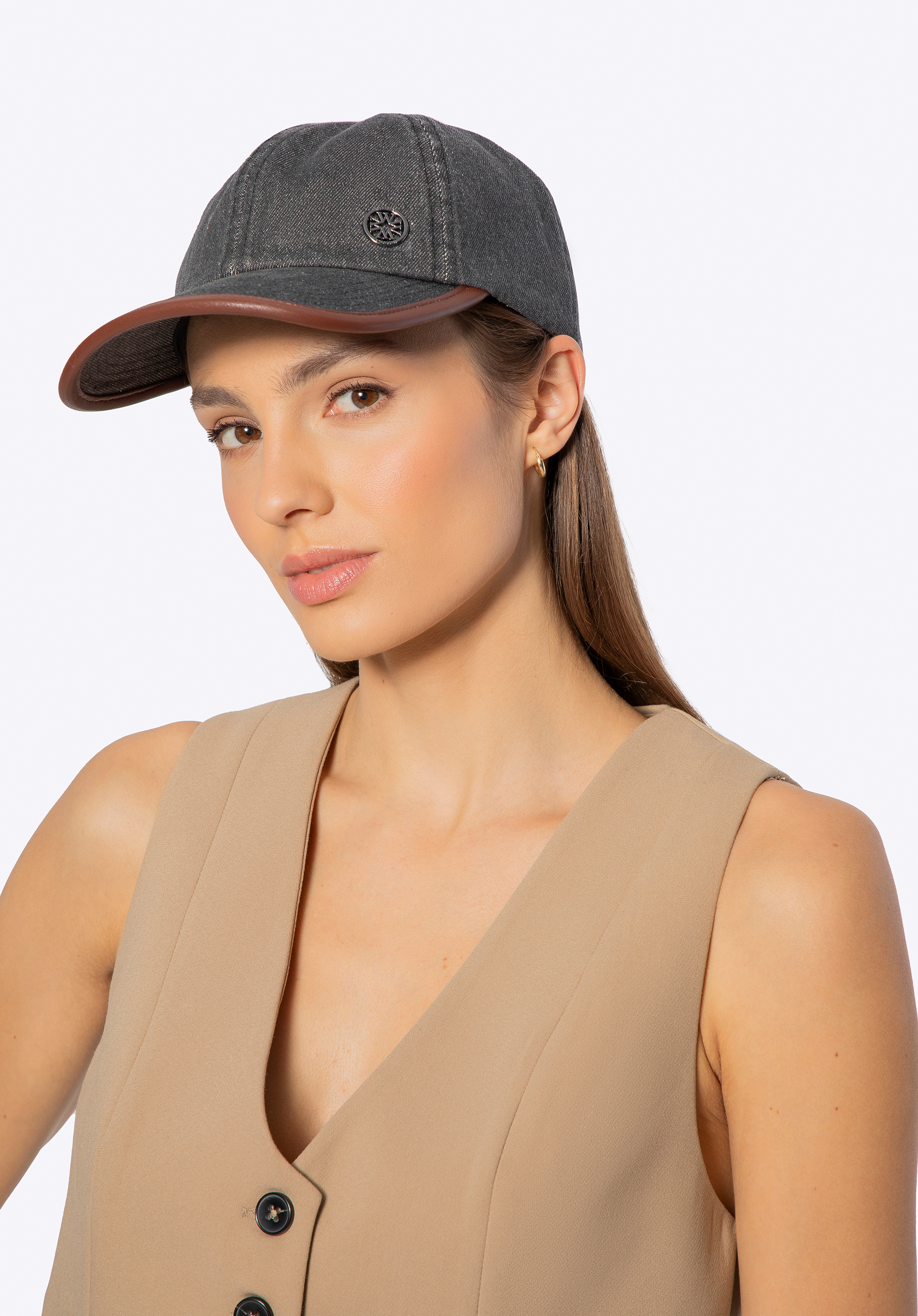 Bejzbalová čiapka zo zmesi bavlny, sivo-hnedá, 100-HF-003-8, Obrázok 1