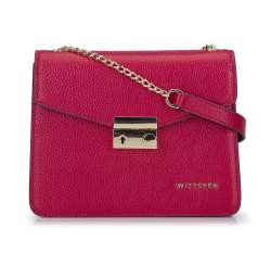 Borsó bőrből készült estélyi táska, füllel, sötét rózsaszín, 93-4E-623-P, Fénykép 1