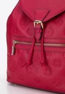 Monogramos női bőr hátizsák cipzáras zsebbel, sötét rózsaszín, 96-4E-606-P, Fénykép 4