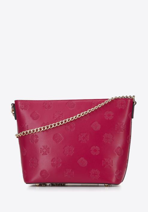 Monogramos női bőr táska lánccal, sötét rózsaszín, 95-4E-635-3, Fénykép 2