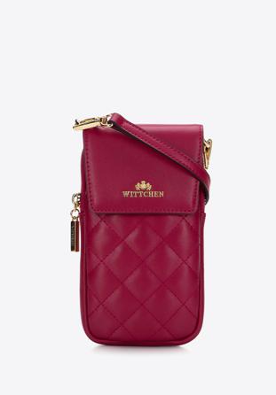 Női steppelt bőr mini táska, sötét rózsaszín, 97-2E-611-P, Fénykép 1
