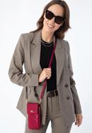 Női steppelt bőr mini táska, sötét rózsaszín, 97-2E-611-P, Fénykép 15