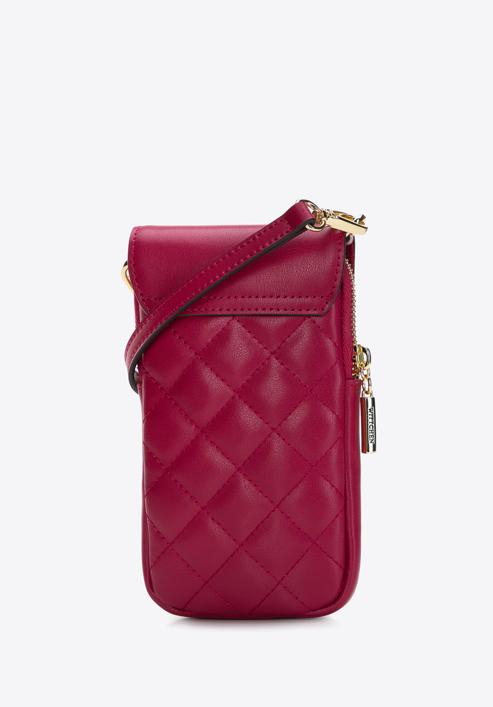 Női steppelt bőr mini táska, sötét rózsaszín, 97-2E-611-P, Fénykép 2
