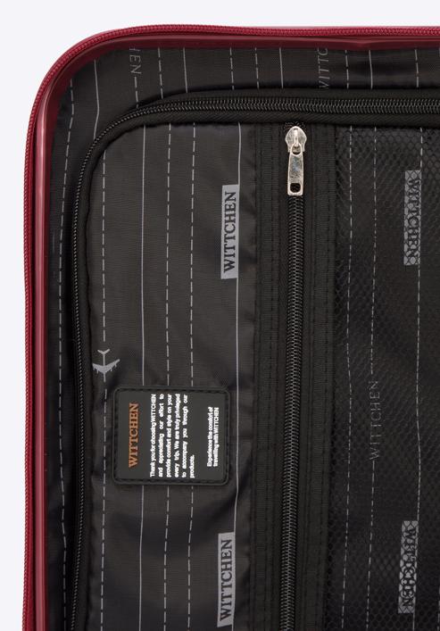 ABS bordázott kézipoggyász bőrönd, sötét vörös, 56-3A-315-01, Fénykép 6