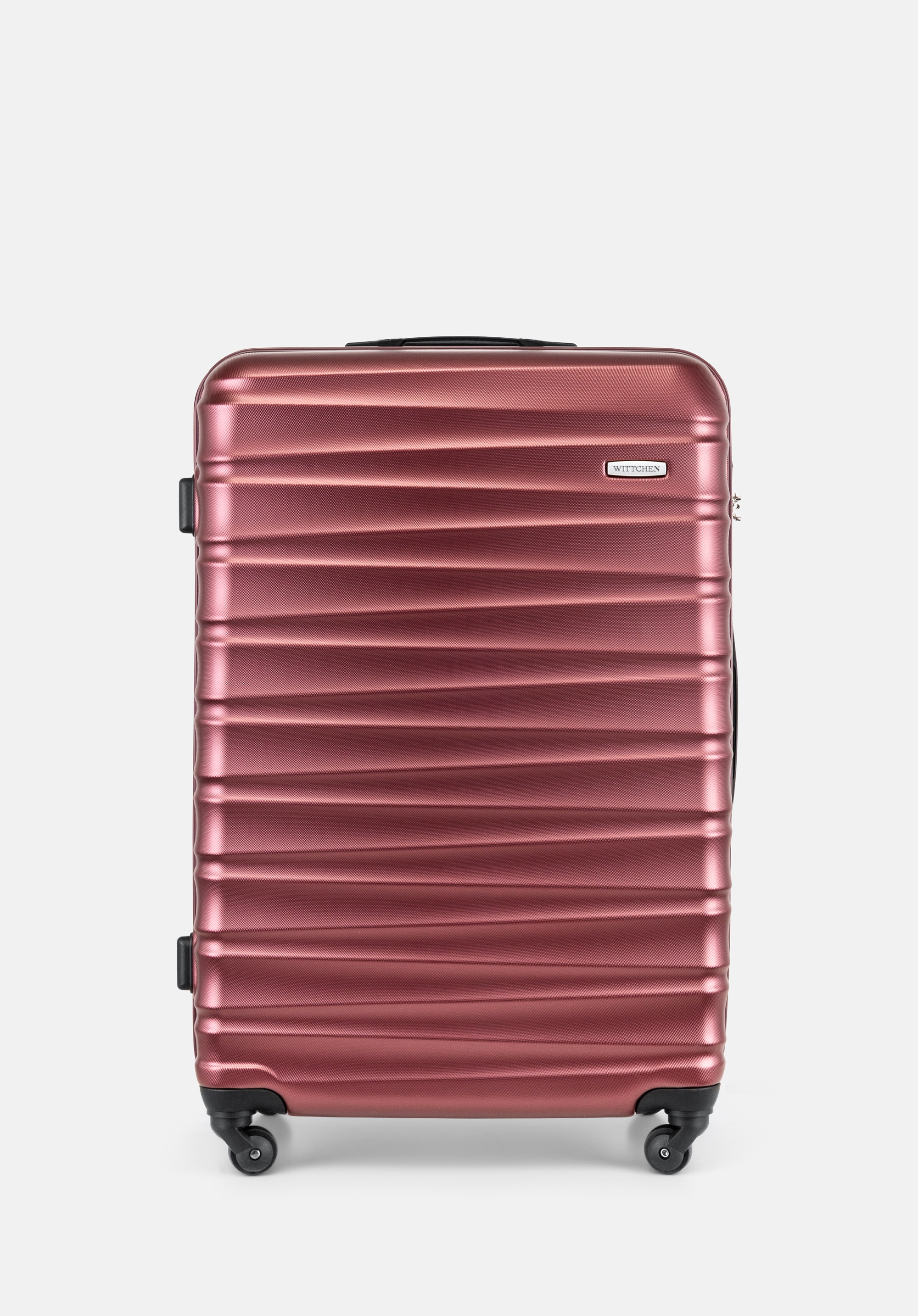 ABS bordázott nagy bőrönd sötétvörös