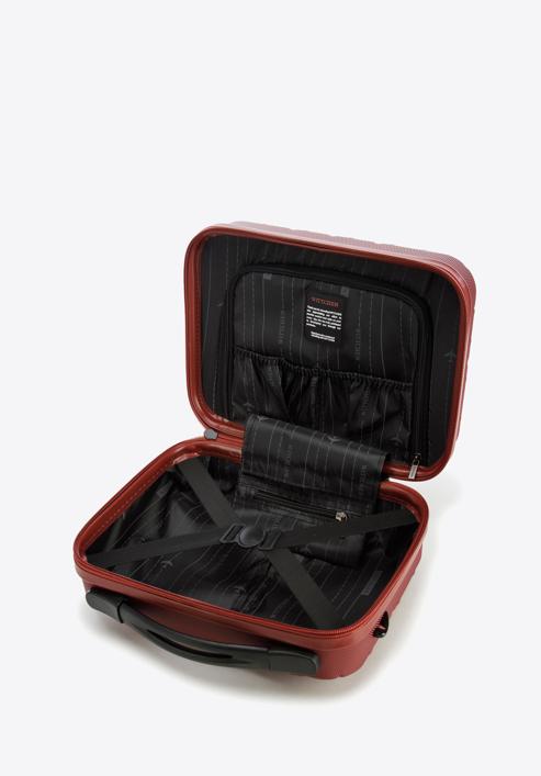 ABS utazó piperetáska átlós kockás mintával, sötét vörös, 56-3A-554-31, Fénykép 3