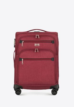 Kabinbőrönd színes cipzárral puha anyagból, sötét vörös, 56-3S-501-31, Fénykép 1