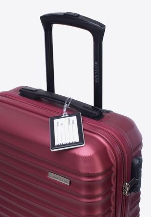 Kisméretű bőrönd címkével, sötét vörös, 56-3A-311-31Z, Fénykép 1