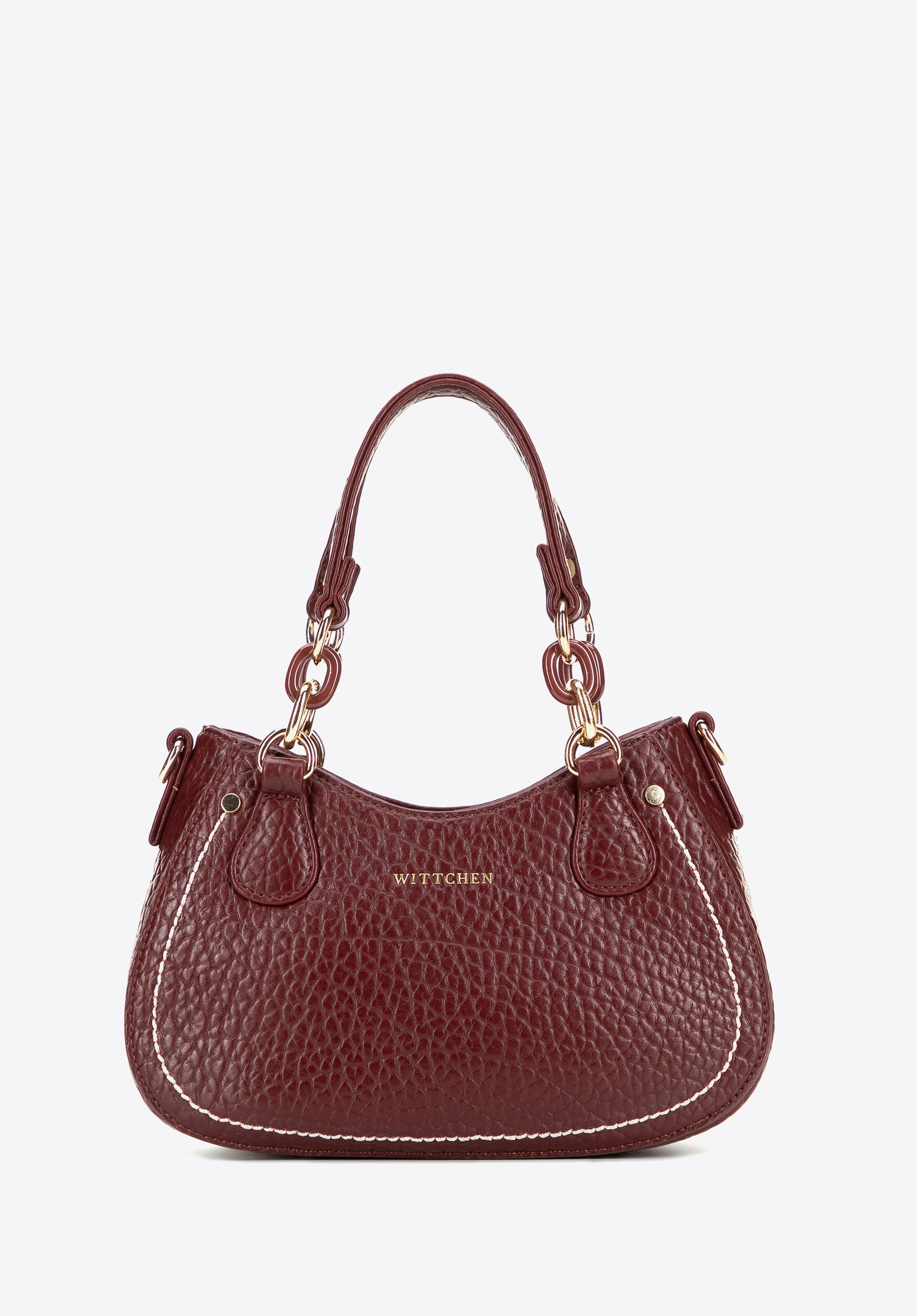 Műbőr baguette táska kontrasztos varrással, sötét vörös, 101-4Y-709-3, Fénykép 1