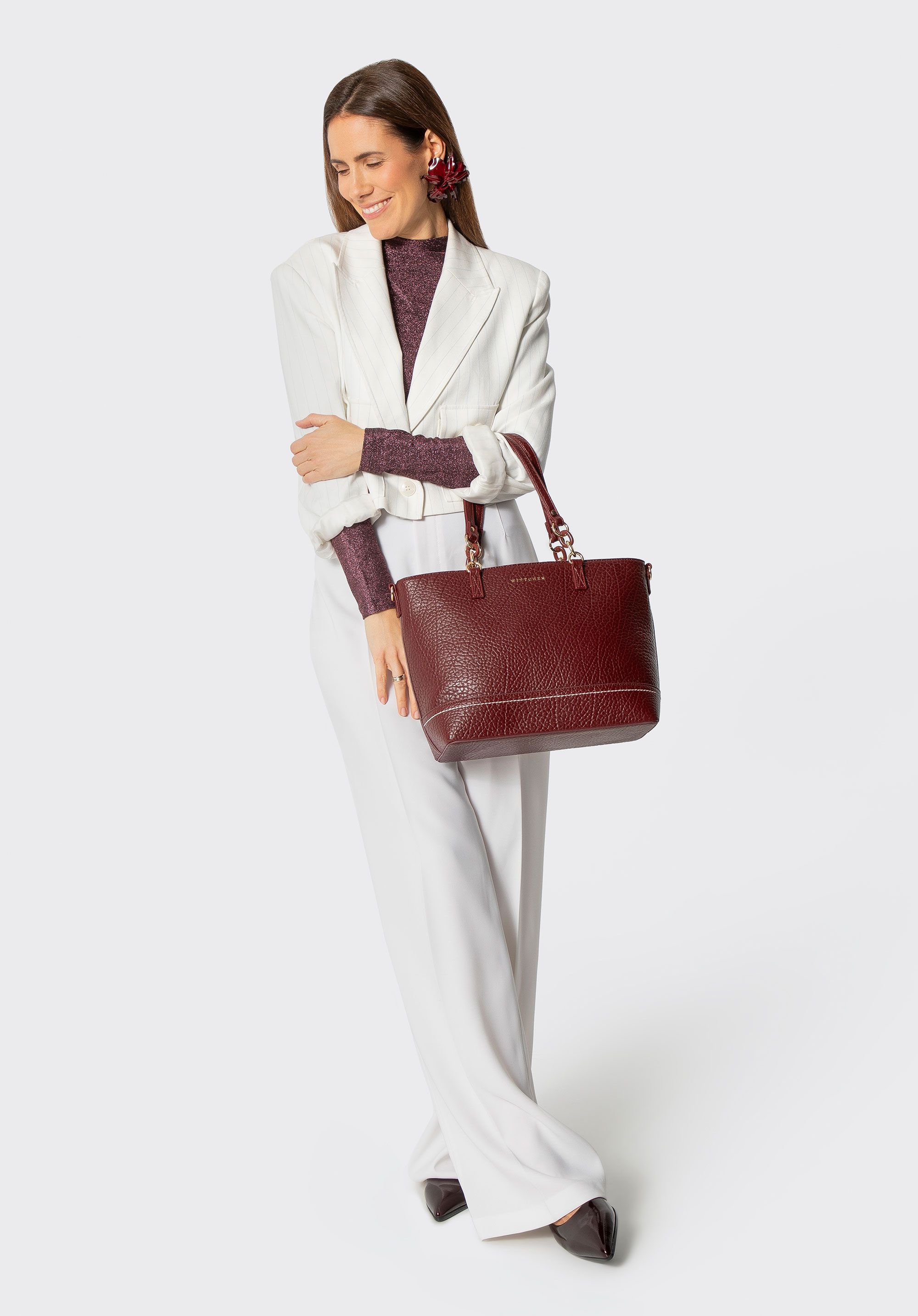 Műbőr női válltáska, sötét vörös, 101-4Y-710-3, Fénykép 1