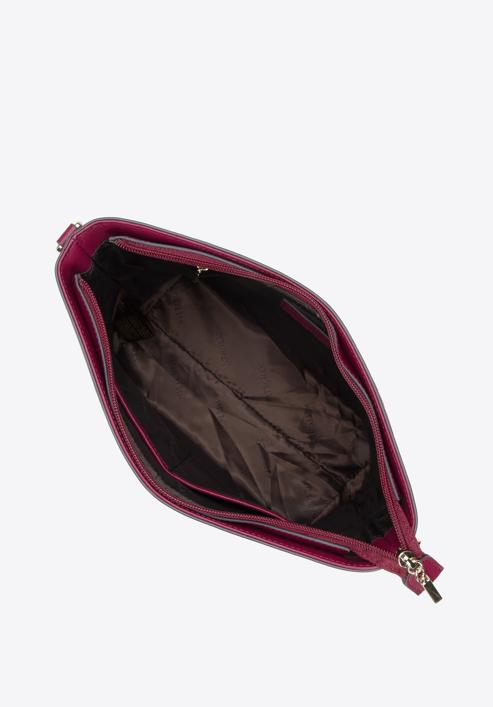 Monogramos női bőr táska lánccal, sötét vörös, 95-4E-635-P, Fénykép 3