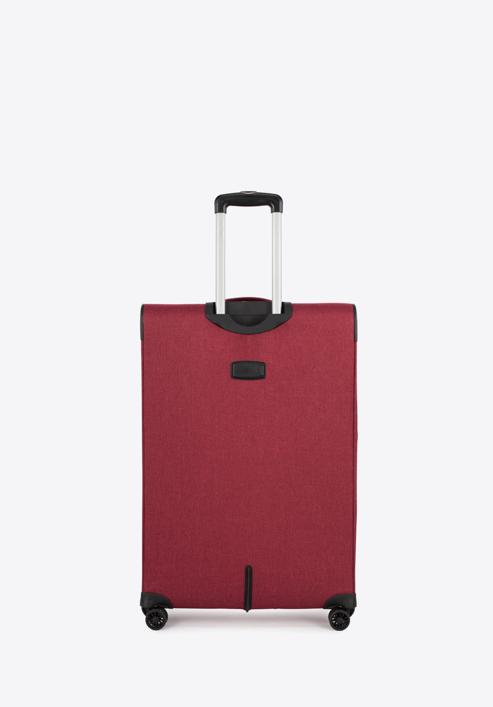 Nagy puha szövetbőrönd színes cipzárral, sötét vörös, 56-3S-503-31, Fénykép 3