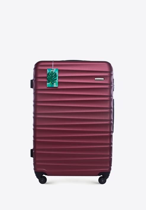 Nagyméretű bőrönd poggyászcímkével, sötét vörös, 56-3A-313-89Z, Fénykép 1