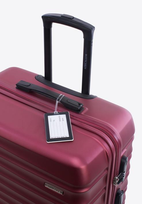 Nagyméretű bőrönd poggyászcímkével, sötét vörös, 56-3A-313-89Z, Fénykép 2